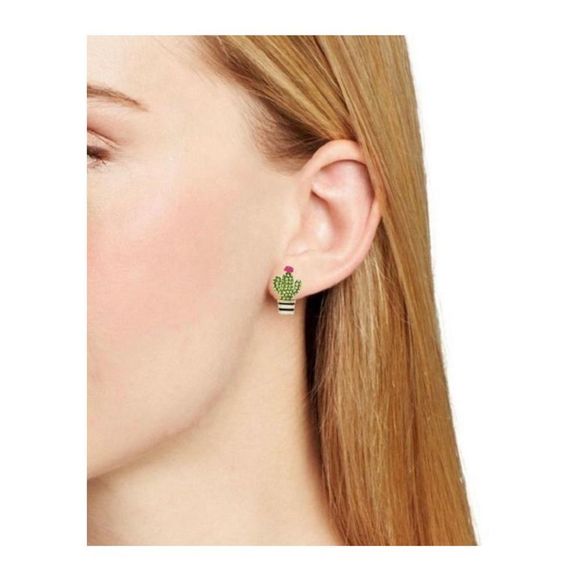 Kate Spade Scenic Route Pave Cactus Stud Earrings with Pearl Backing - Picture 4 of 8